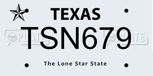 TSN679 Texas License Plate