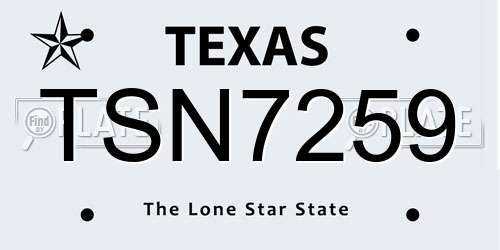 TSN7259 Texas License Plate