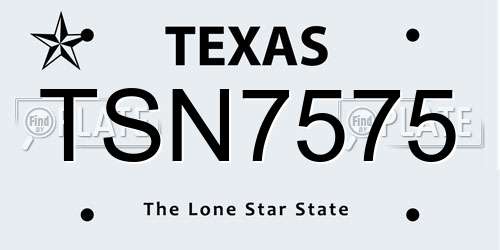 TSN7575 Texas License Plate
