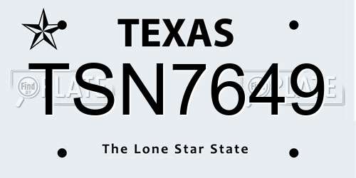TSN7649 Texas License Plate
