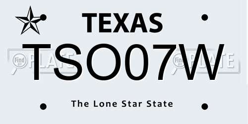 TSO07W Texas License Plate