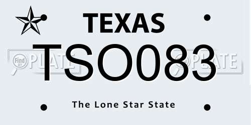 TSO083 Texas License Plate
