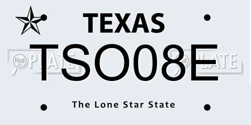 TSO08E Texas License Plate