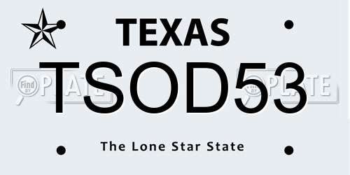 TSOD53 Texas License Plate