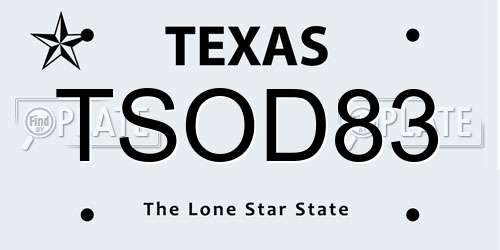 TSOD83 Texas License Plate