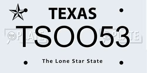 TSOO53 Texas License Plate