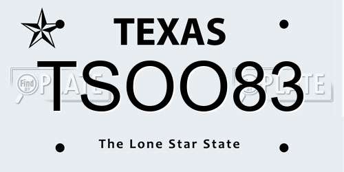 TSOO83 Texas License Plate