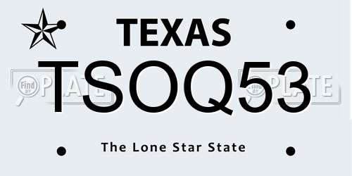 TSOQ53 Texas License Plate