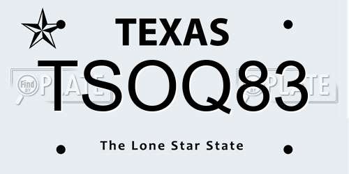 TSOQ83 Texas License Plate