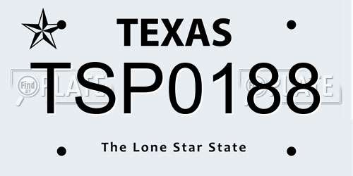 TSP0188 Texas License Plate