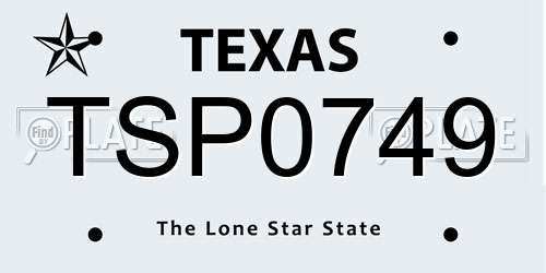 TSP0749 Texas License Plate