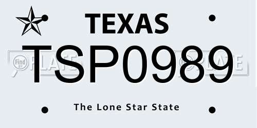 TSP0989 Texas License Plate