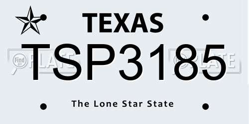 TSP3185 Texas License Plate