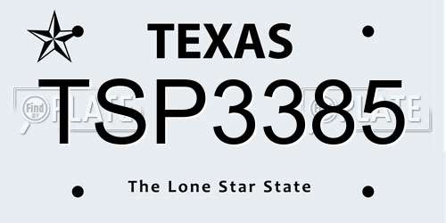 TSP3385 Texas License Plate