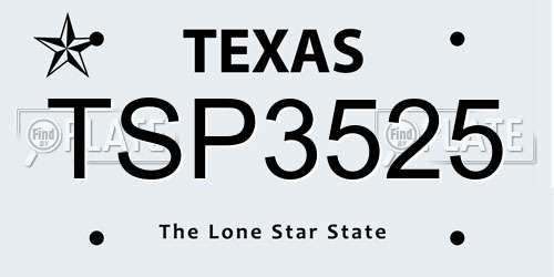 TSP3525 Texas License Plate