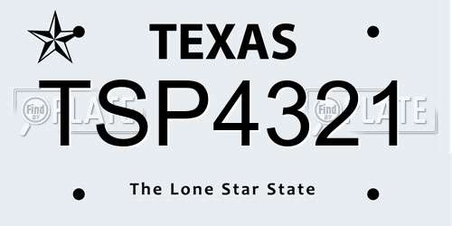 TSP4321 Texas License Plate