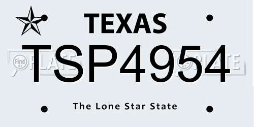 TSP4954 Texas License Plate