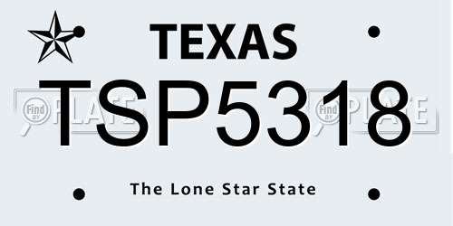 TSP5318 Texas License Plate