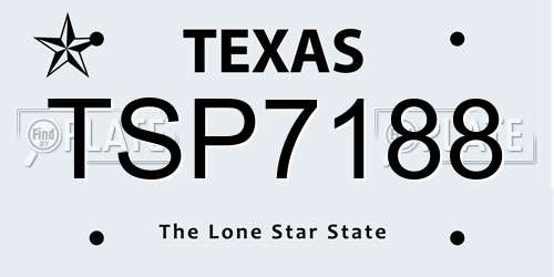 TSP7188 Texas License Plate