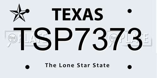 TSP7373 Texas License Plate