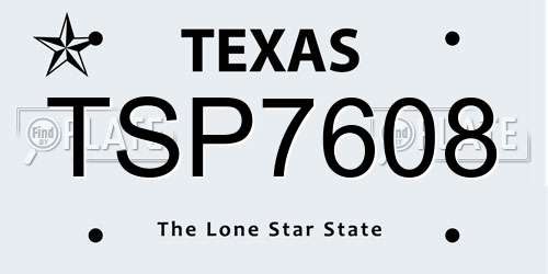 TSP7608 Texas License Plate