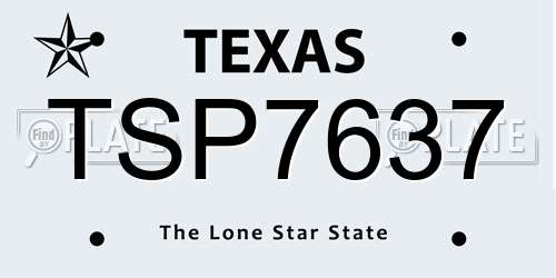 TSP7637 Texas License Plate