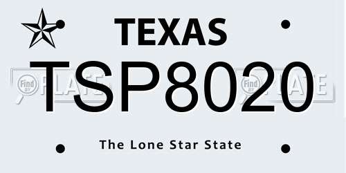 TSP8020 Texas License Plate