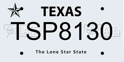 TSP8130 Texas License Plate