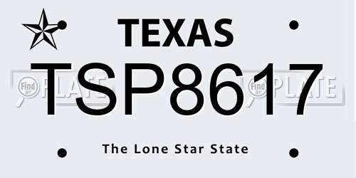 TSP8617 Texas License Plate