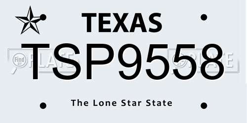TSP9558 Texas License Plate