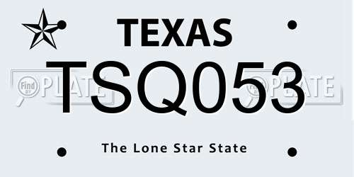 TSQ053 Texas License Plate
