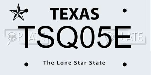TSQ05E Texas License Plate