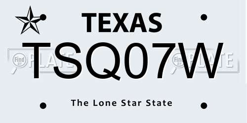 TSQ07W Texas License Plate