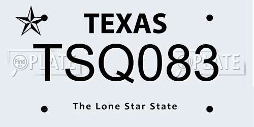 TSQ083 Texas License Plate