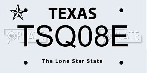 TSQ08E Texas License Plate