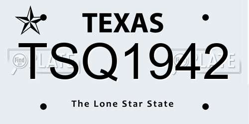 TSQ1942 Texas License Plate