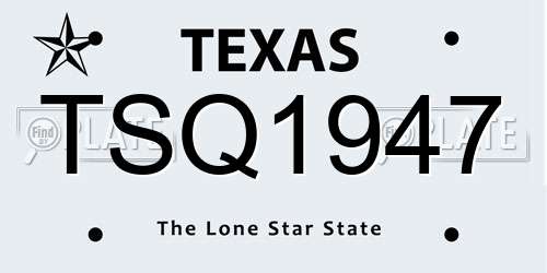TSQ1947 Texas License Plate