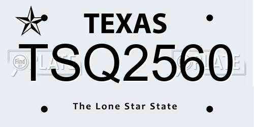 TSQ2560 Texas License Plate