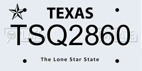 TSQ2860 Texas License Plate