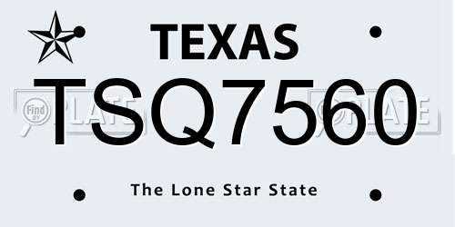 TSQ7560 Texas License Plate