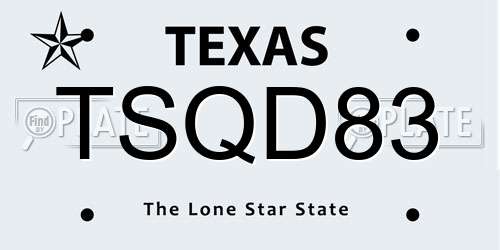 TSQD83 Texas License Plate