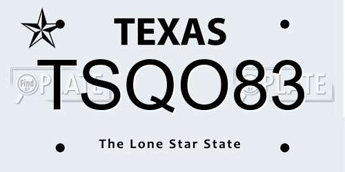 TSQO83 Texas License Plate