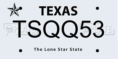 TSQQ53 Texas License Plate