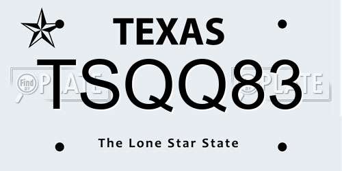 TSQQ83 Texas License Plate