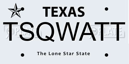 TSQWATT Texas License Plate