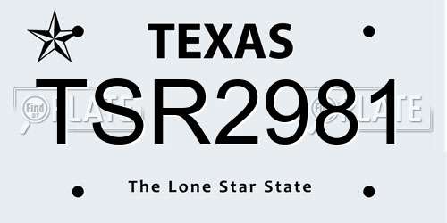 TSR2981 Texas License Plate