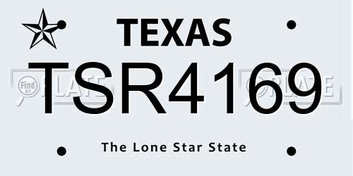 TSR4169 Texas License Plate