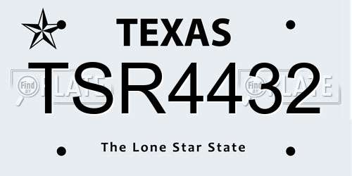 TSR4432 Texas License Plate