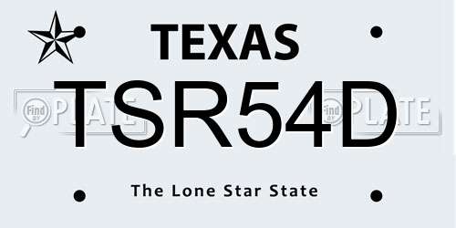 TSR54D Texas License Plate