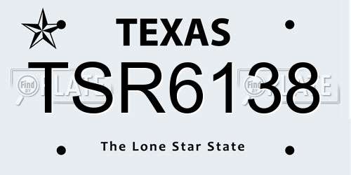 TSR6138 Texas License Plate